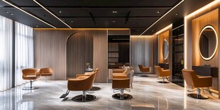 现代时尚美发沙龙室内场景