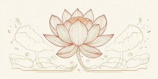 手绘莲花插画 清新自然风