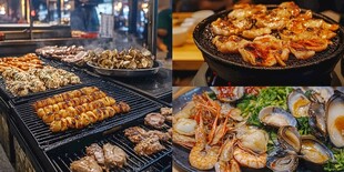 丰富多样的烧烤海鲜盛宴