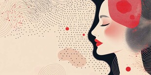 复古风女性侧脸抽象插画