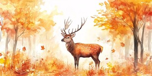 秋日森林中的优雅雄鹿