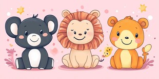 可爱小动物的温馨聚会