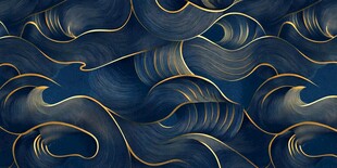 蓝金交织的海浪纹理图案