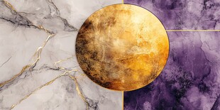 金色圆球与大理石纹理背景