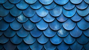 蓝色鱼鳞状瓦片纹理背景