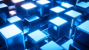 蓝色科技感方块阵列画面