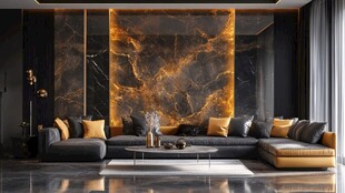 奢华现代风客厅沙发背景墙