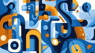 抽象几何字母艺术插画