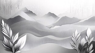 水墨山水间的植物景致