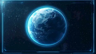 梦幻蓝光地球太空图景