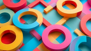 多彩立体几何图形创意画面