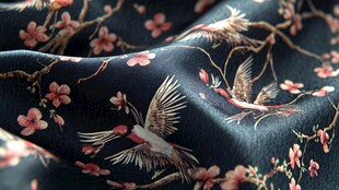 中式花鸟纹丝绸面料