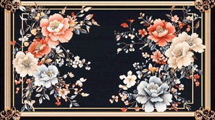 中式花卉边框装饰图案