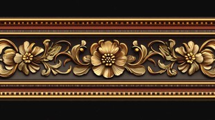 欧式金色花卉浮雕装饰条