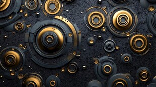 金属质感金色圆形元素图案