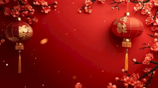 喜庆中国风 红灯笼与红梅
