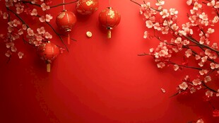 红梅映红灯喜庆中国风