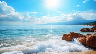 阳光沙滩海浪美丽海岸线