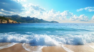 美丽海滨风光 海浪与蓝天