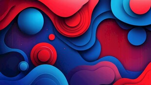 1 红蓝立体波浪抽象背景图