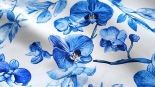 蓝调兰花印花布料图案