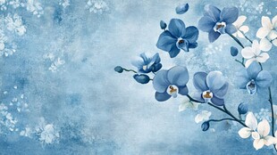 蓝白兰花梦幻背景图