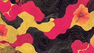 波状花卉图案艺术纹理