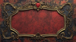 复古红底金色华丽装饰边框