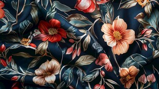 复古风花卉图案丝绸布料