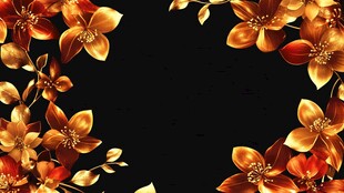 金色花卉边框装饰背景图