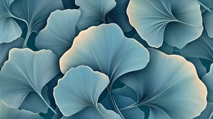 梦幻蓝调银杏叶图案