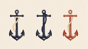 三色复古锚图案设计