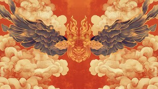 中式金翅神兽云纹图案