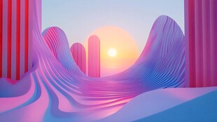 梦幻渐变色彩的未来感景观