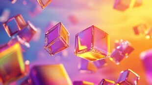 梦幻飘浮彩色透明立方体