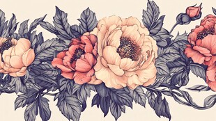 复古风花卉图案精美绘作