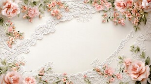 蕾丝花边与柔美粉色花卉