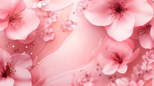 浪漫粉色樱花梦幻背景图
