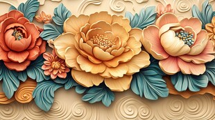 立体雕花花卉装饰图案