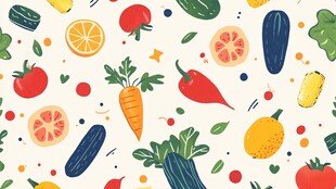 缤纷蔬菜水果无缝图案