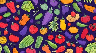 多彩蔬菜无缝图案背景