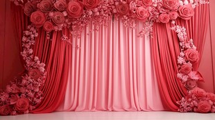 浪漫粉色花卉婚礼背景