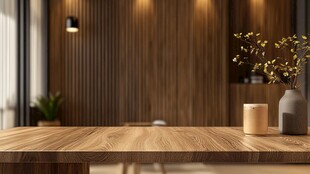 简约木质桌面的温馨一角