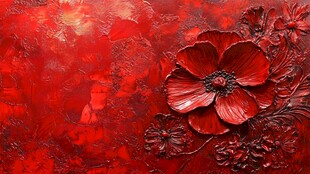 红色花卉艺术纹理背景