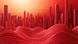 红色梦幻城市景观