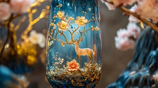 蓝瓶金饰 鹿栖繁花之景