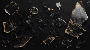 黑色碎玻璃片特写