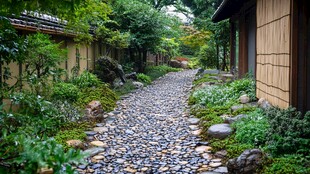 日式庭院碎石小径景观
