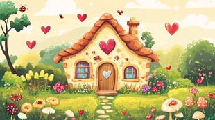 童话风爱心小屋的梦幻花园