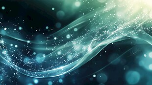 梦幻蓝绿流光波浪背景图